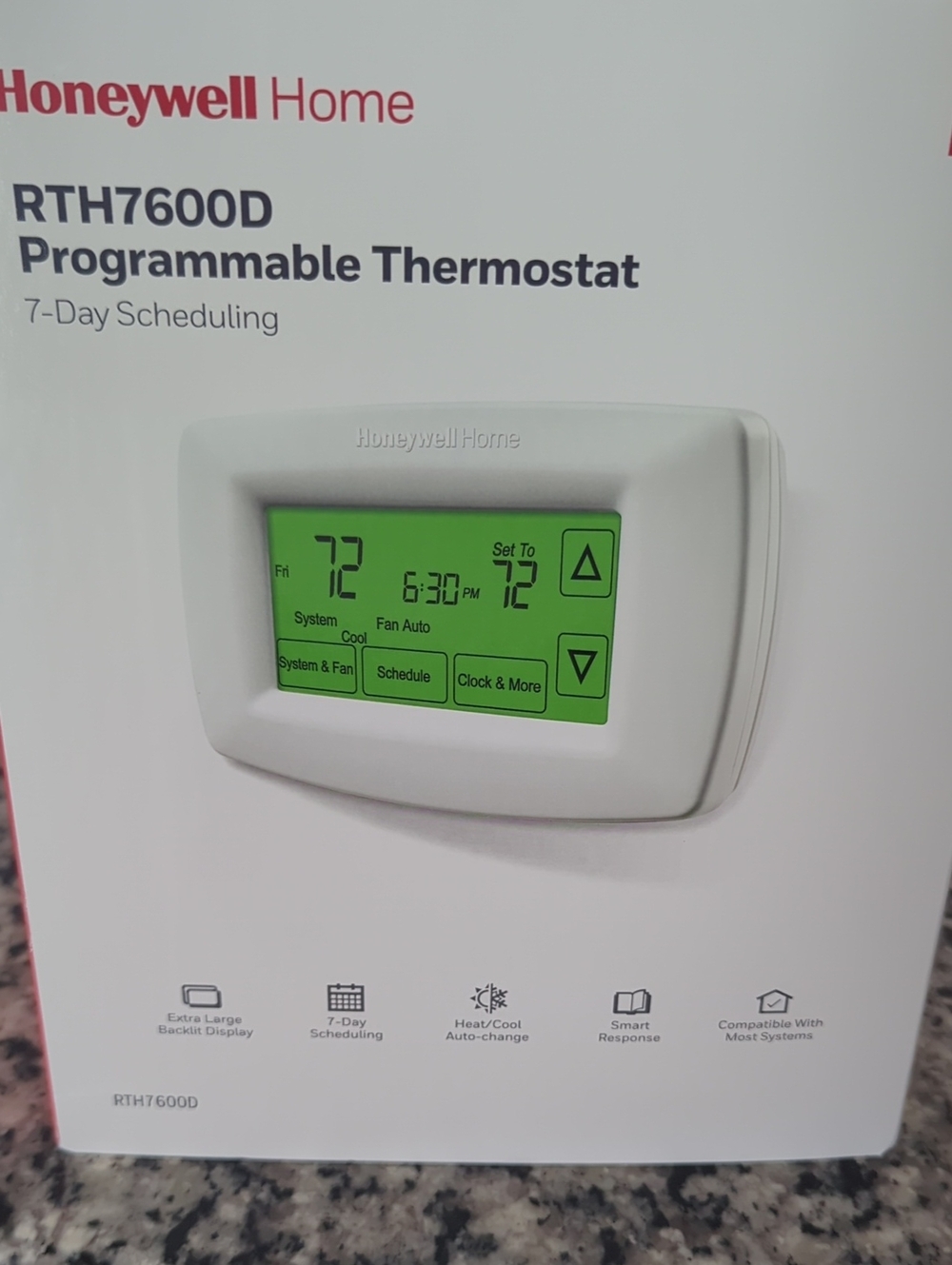 Honeywell Home White RTH7600D Programmable Thermostat - 7-Day Scheduling